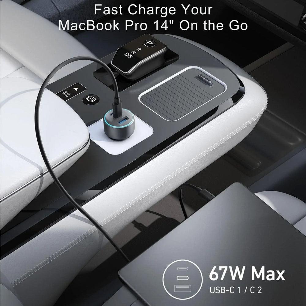 Anker 67W Car Charger – Ultra-Compact Fast Charging with 3 Ports